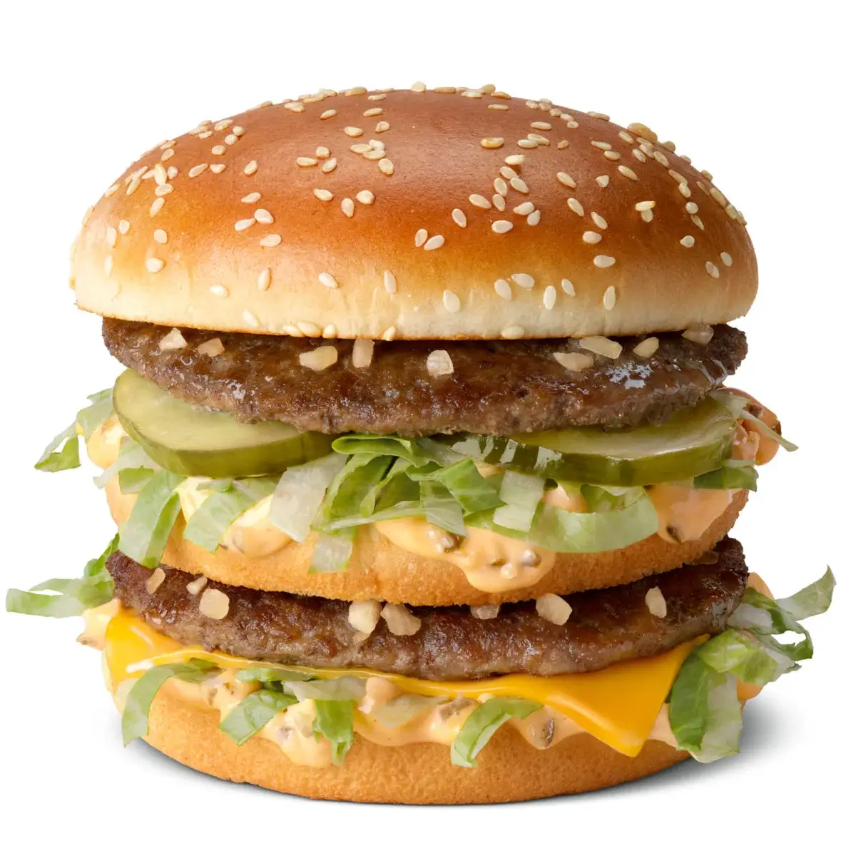 Iconic Big Mac® with two beef patties, lettuce, and special sauce.