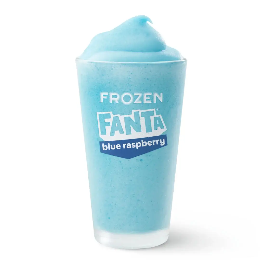 Slushy Frozen Fanta® Blue Raspberry in a cup.