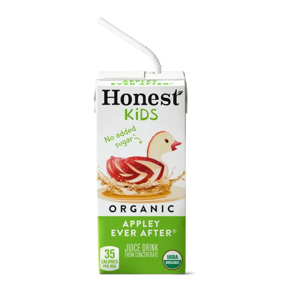 Small pouch of Honest Kids® Organic Apple Juice Drink.