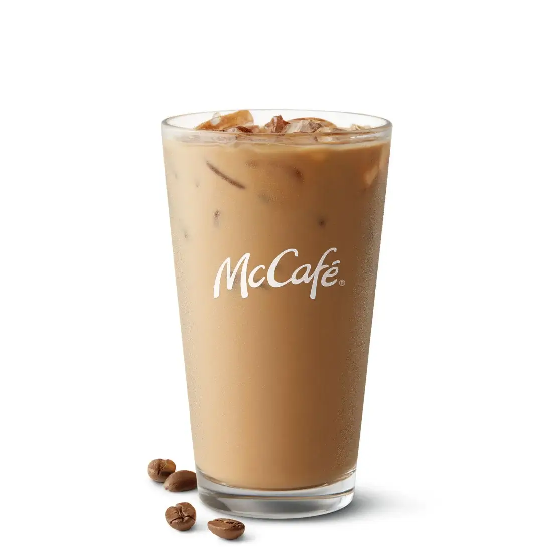 Chilled McCafé® Iced Coffee served with ice cubes.