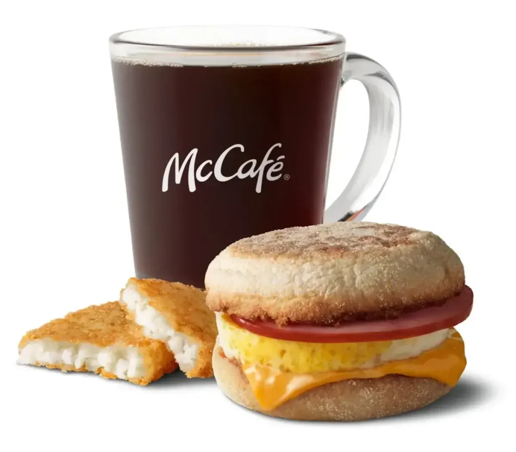 Egg McMuffin®, hash browns, and coffee.