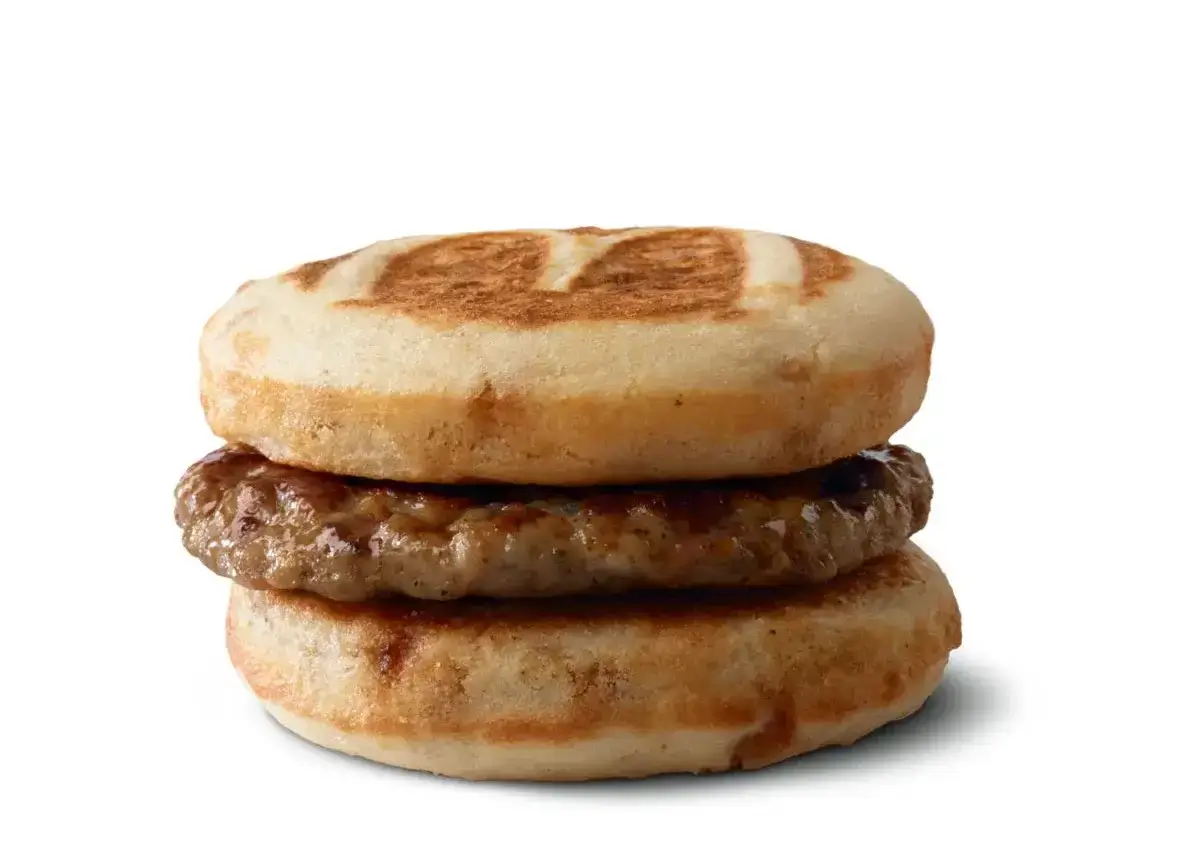 Maple-flavored griddle cakes with sausage.