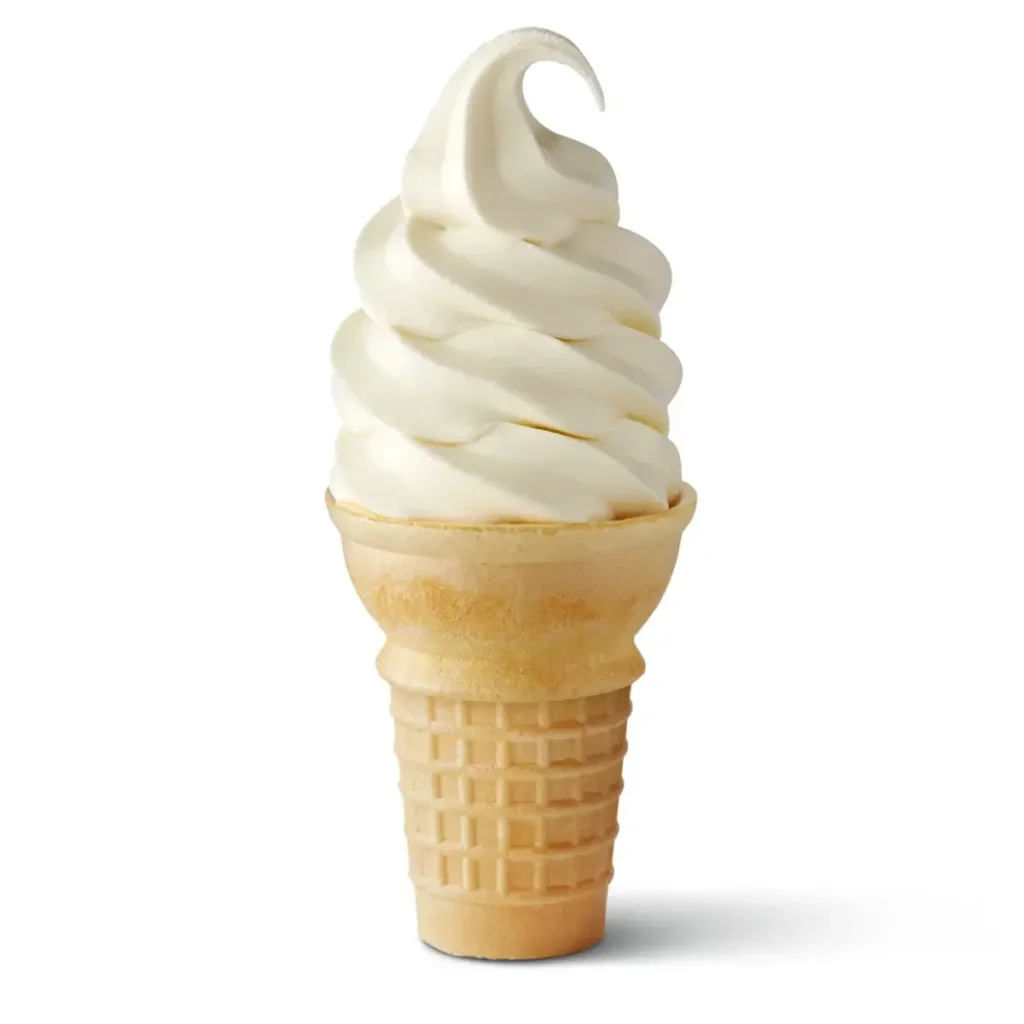 Soft serve vanilla ice cream cone.