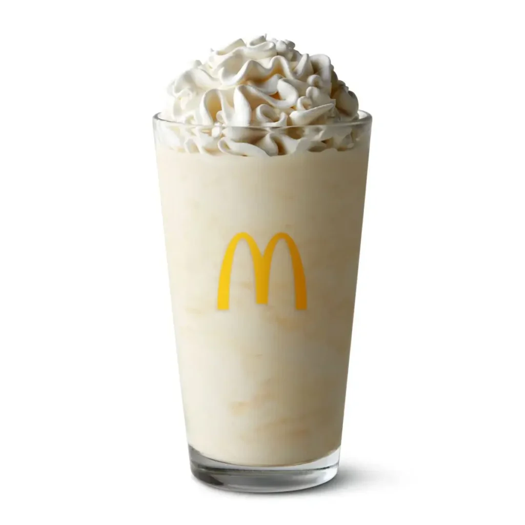 Thick, creamy vanilla shake topped with whipped cream.